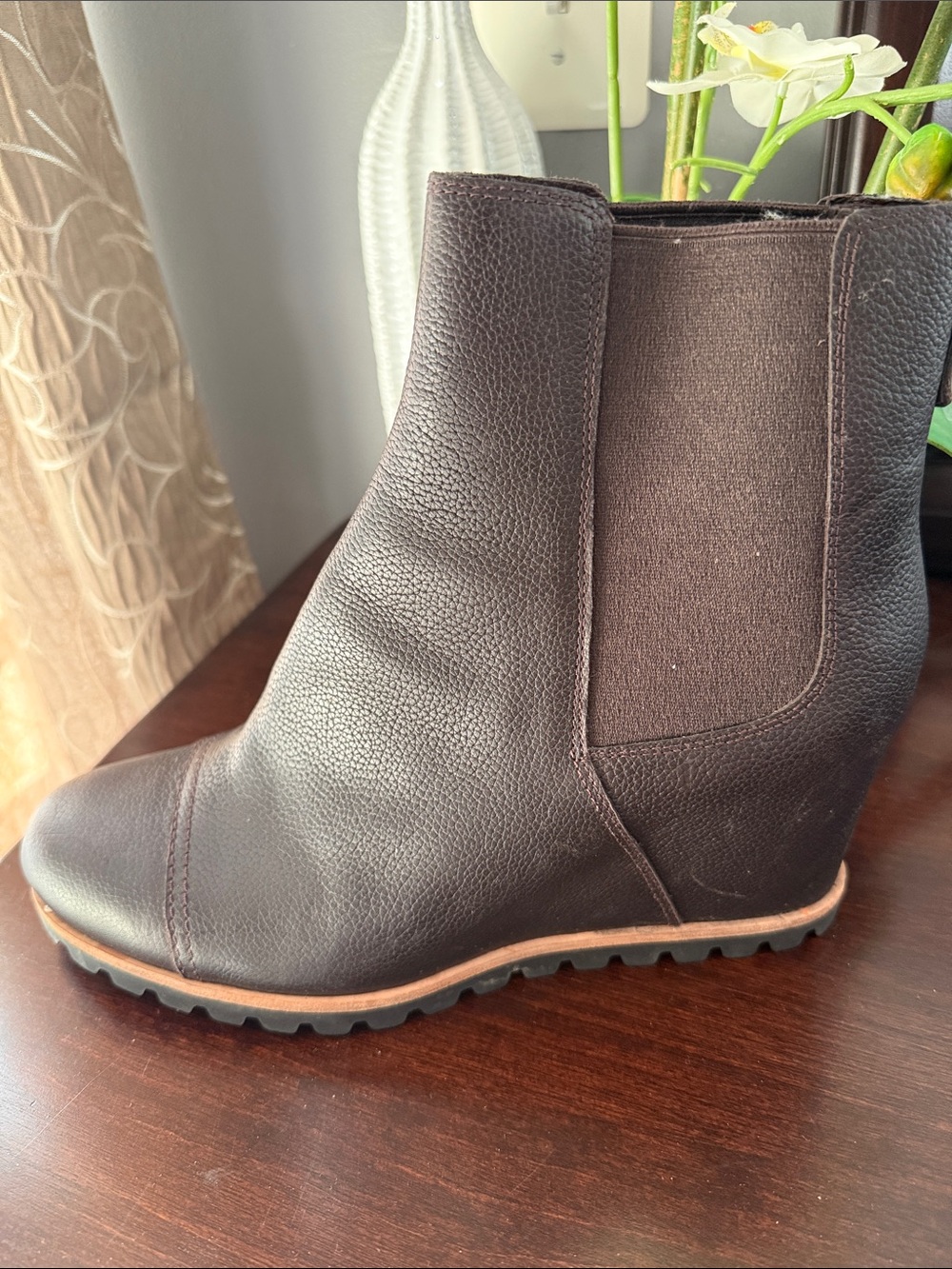 UGG Dark Brown Wedge Chelsea Ankle Boots